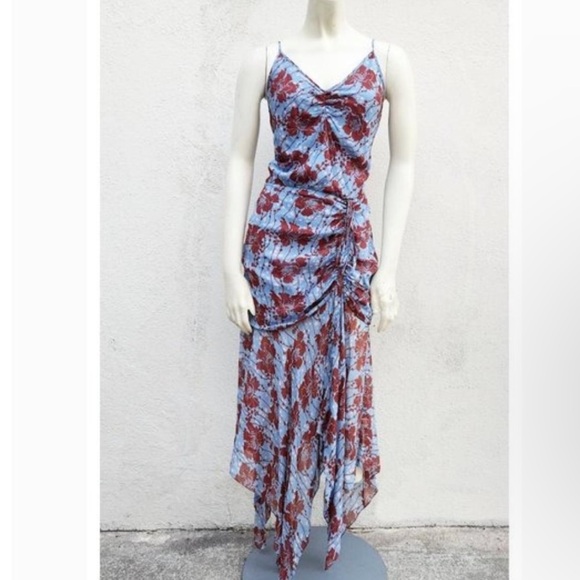 Karina Grimaldi Maxi Floral Dress Ruched Jessy Print Viscose XS - Picture 3 of 11